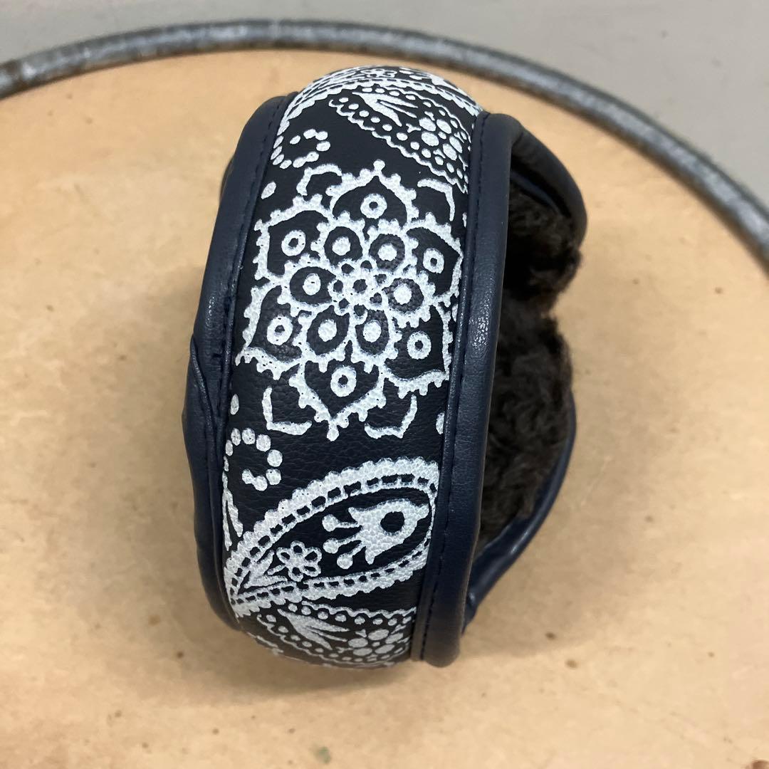 キャピタル　イヤーマフ　バンダナ柄　ネイビー　レザー