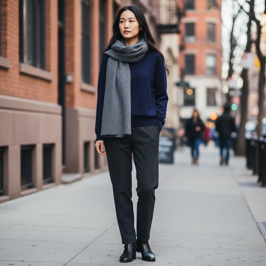 極美品 AP STUDIO ウール100% クルーネックニット ネイビー 上質