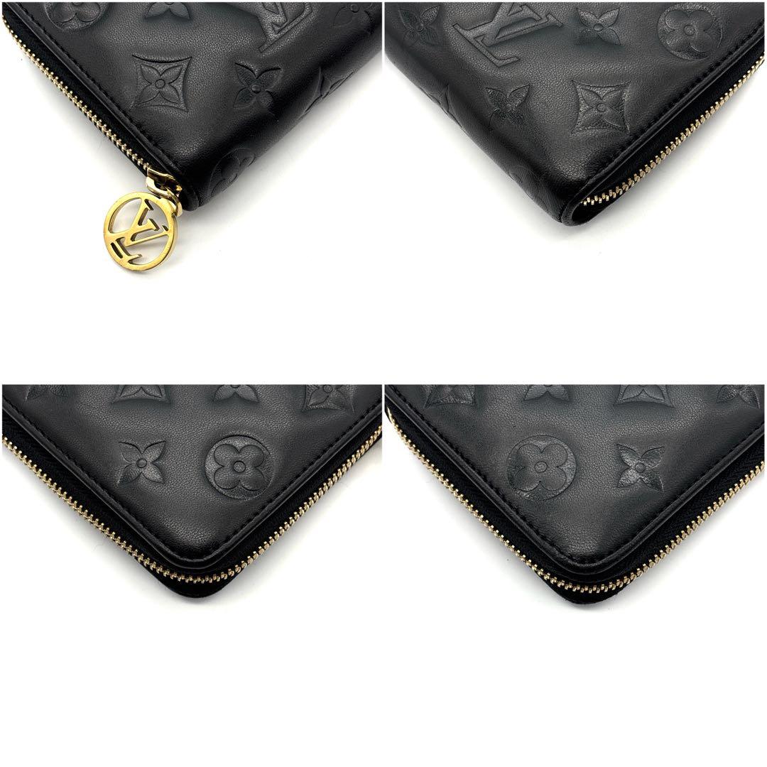 現行◆極美品◆ルイヴィトン ジッピーウォレット クッサン エンボス ブラック