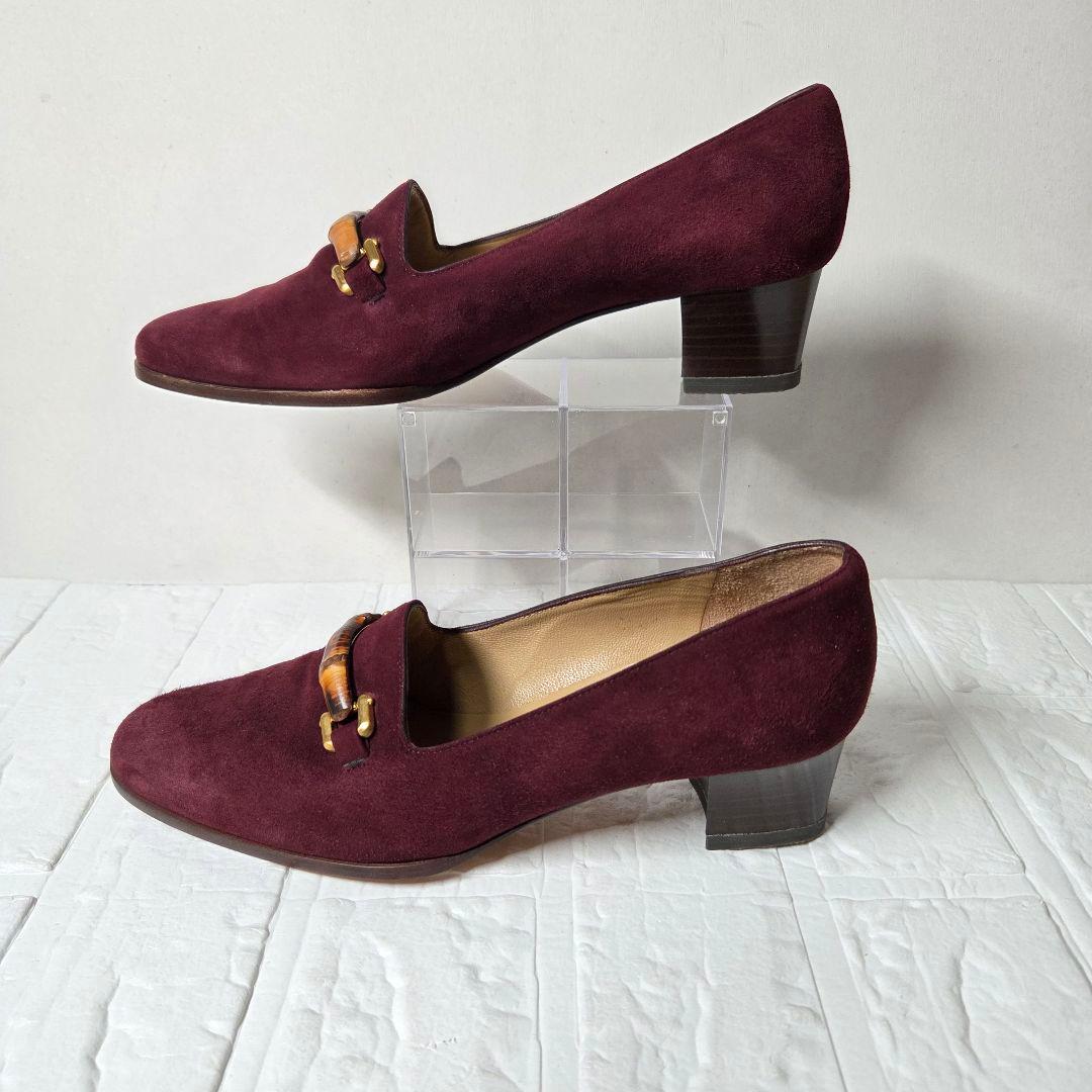 【未使用級】グッチ パンプス バンブー 37C(24cm) ワインレッド