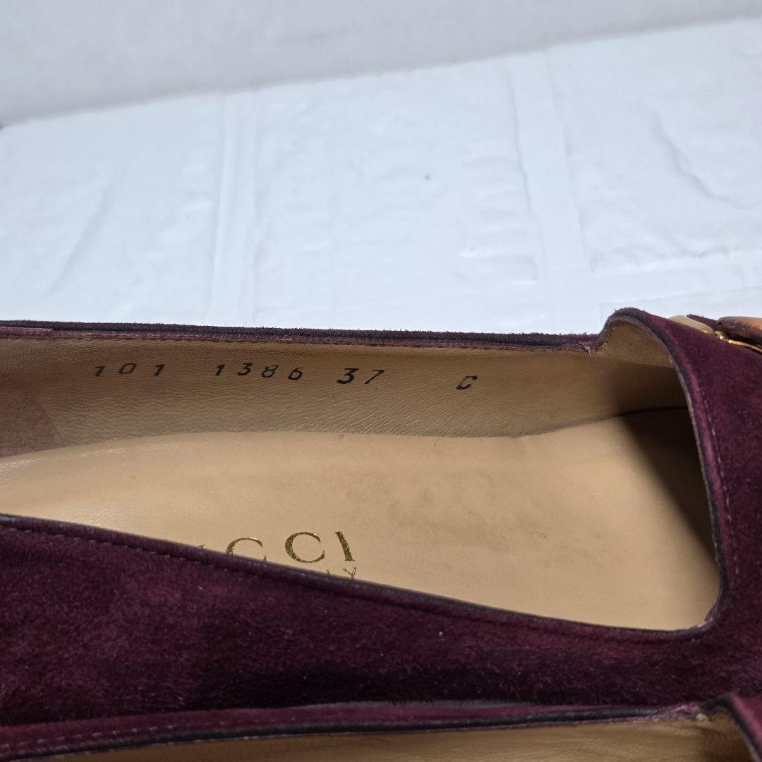 【未使用級】グッチ パンプス バンブー 37C(24cm) ワインレッド