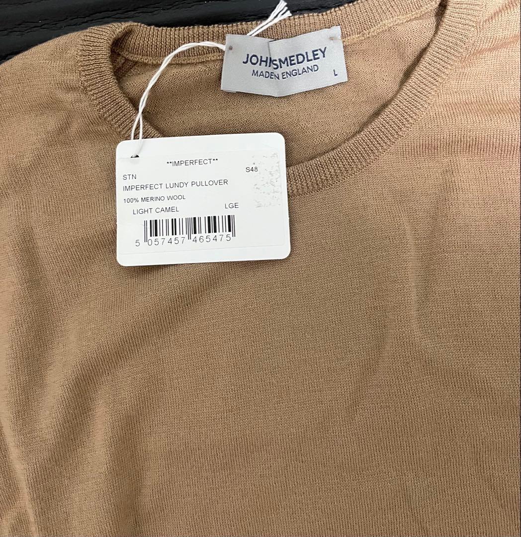 新品　JOHN SMEDLEY ライトキャメルメリノウールセーター　サイズL