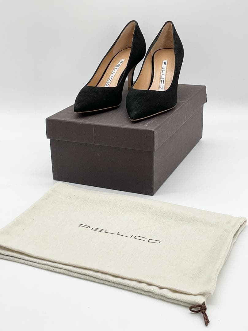 【新品】PELLICO スエードポインテッドトゥパンプス ブラック 34.5