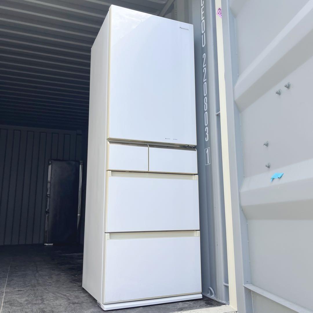 72取付無料！パナソニックパーシャル搭載ガラスドアおしゃれホワイト5ドア冷蔵庫