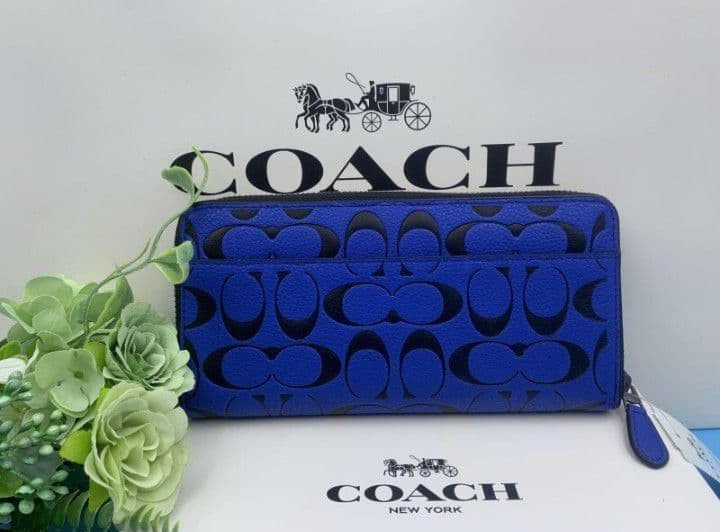新品未使用コーチ長財布シグネチャーロングジップブルーメンズ送料無料即日発送