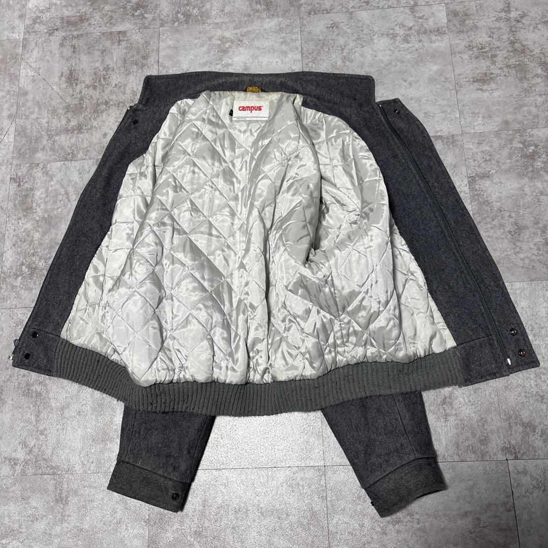 80s vtg campus USA製　wool bomber jacket