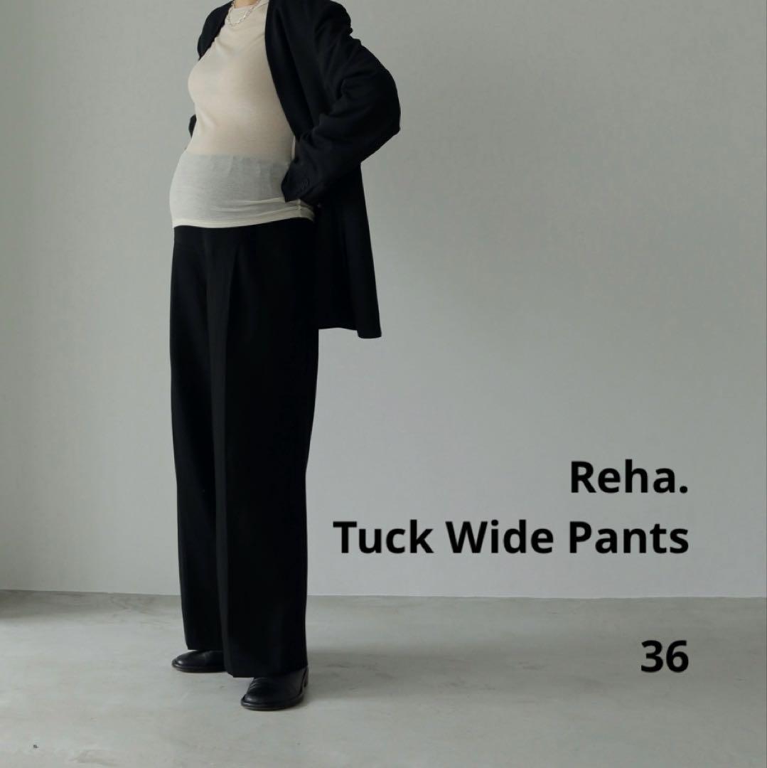 【Reha.】Tuck Wide Pants/36/black