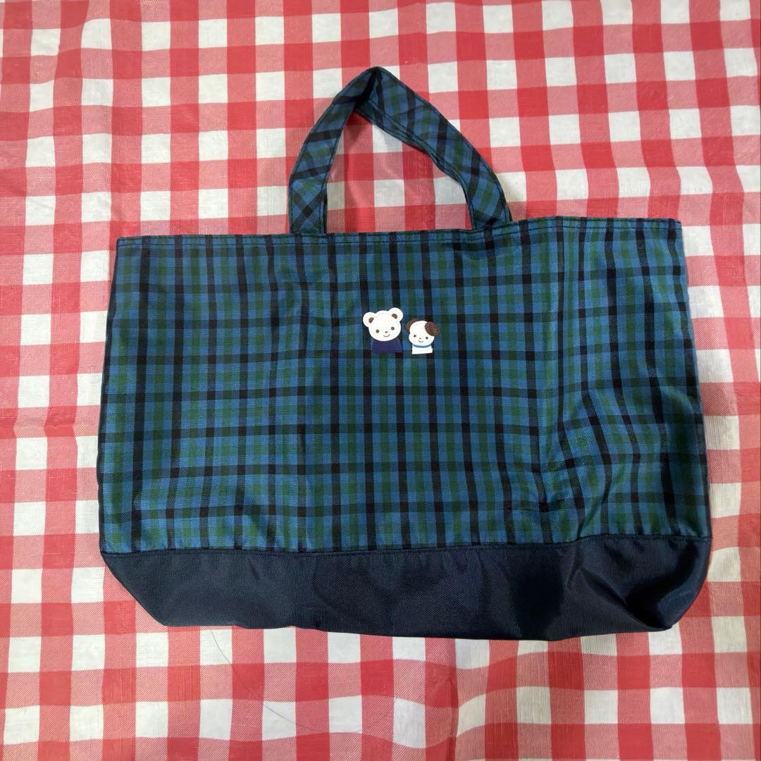 ファミリア★青系ファミリアチェック★トートバッグ ハンドバッグ レッスンバッグ