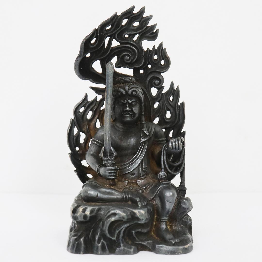 仏教美術 名工 鈴木信春 銀900刻印 不動明王像 106.4g