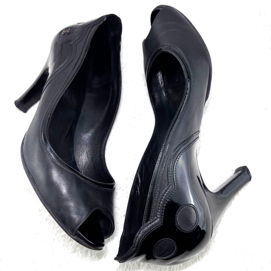 CHANEL シャネル　パンプス　カーフ＆エナメル　ブラック36C（23㎝）