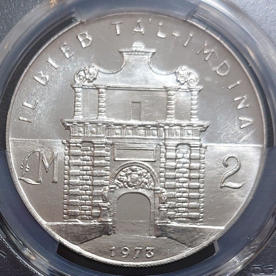 1973年 マルタ銀貨 2ポンド銀貨 SV987 大型銀貨 PCGS MS65