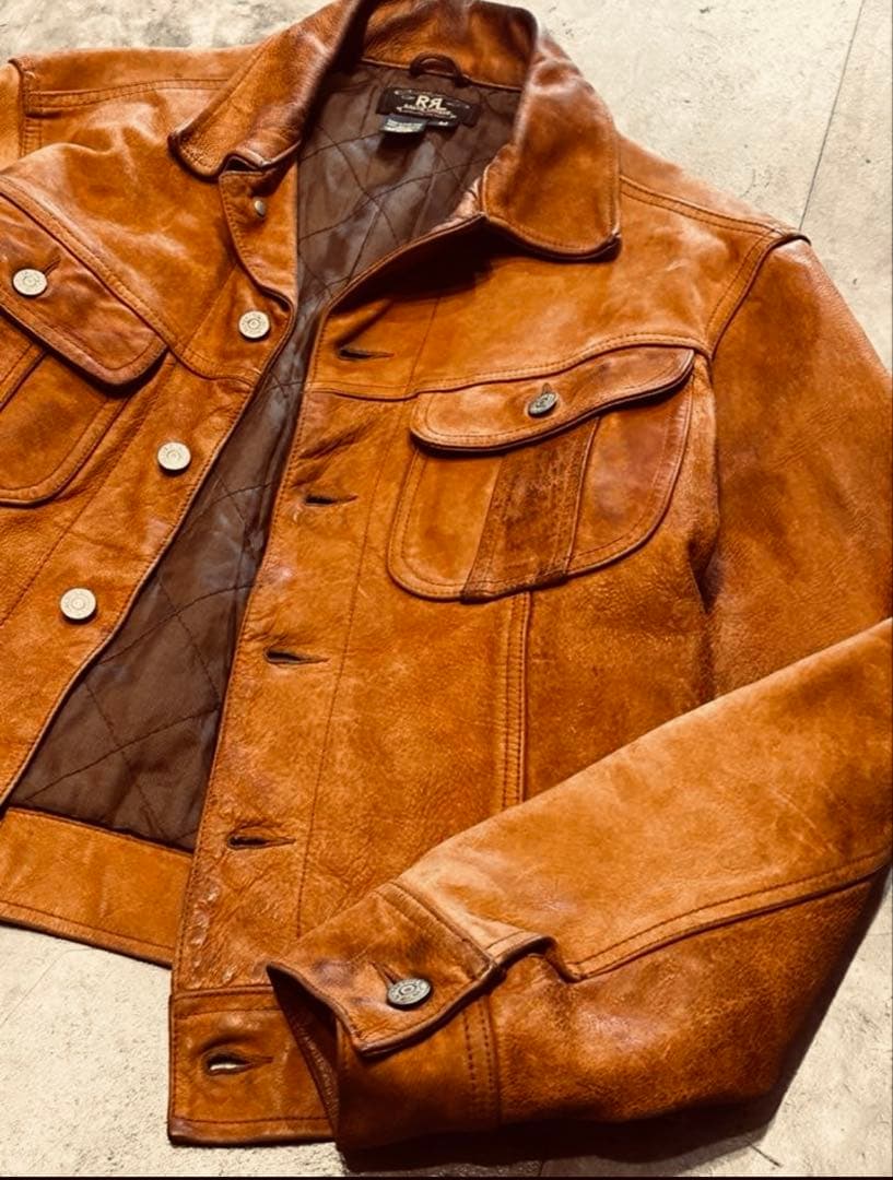 RRL ★★★三ツ星　LEATHER JACKETダブルアールエル　レザ M