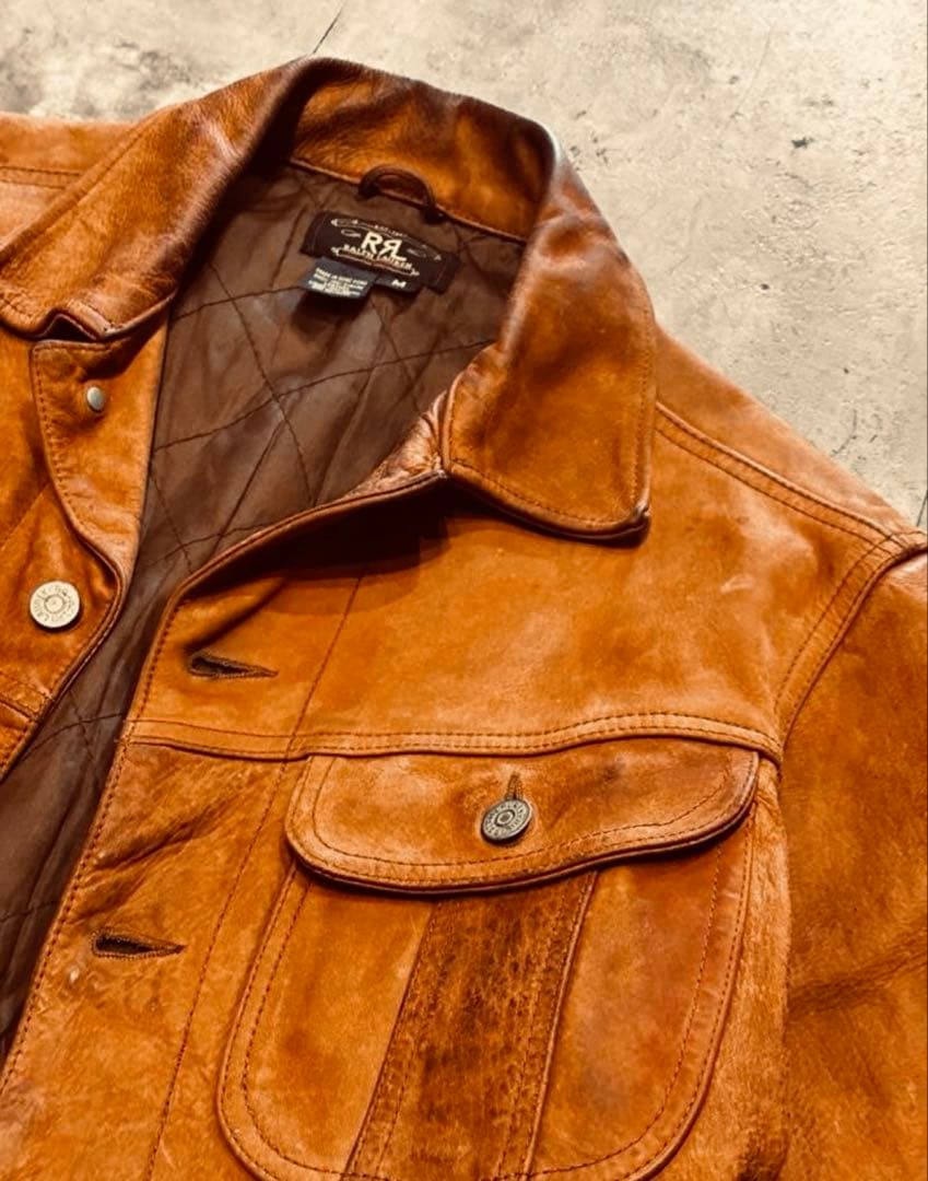RRL ★★★三ツ星　LEATHER JACKETダブルアールエル　レザ M