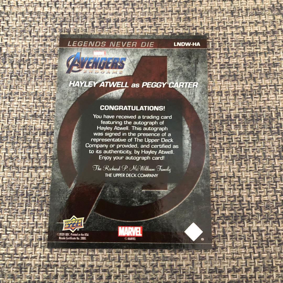 upper deck marvel ヘイリー・アトウェル 直筆サインカード