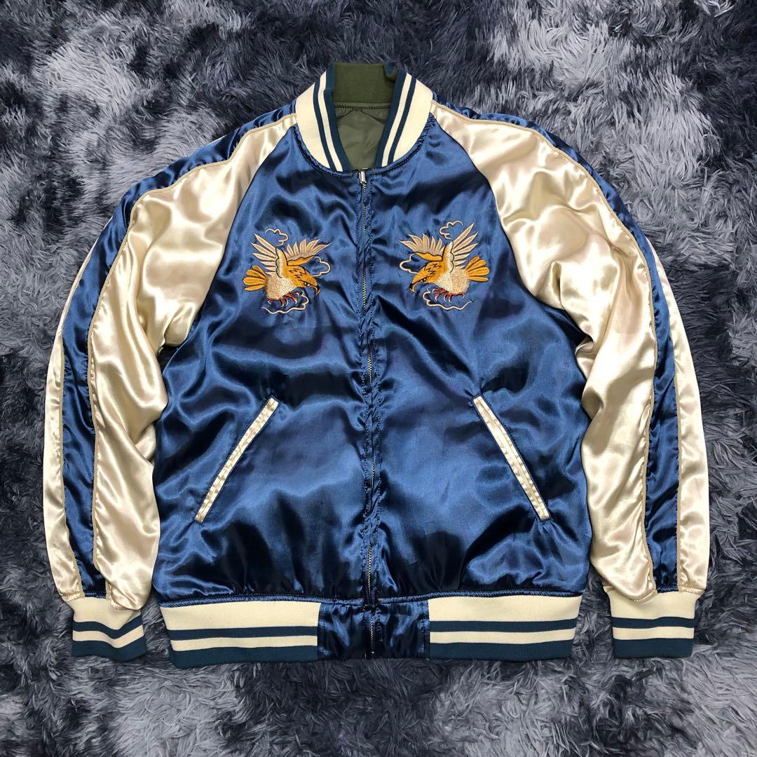 ALPHA リバーシブル スカジャン MA-1 鷹 龍 ボンバージャケット 刺繍