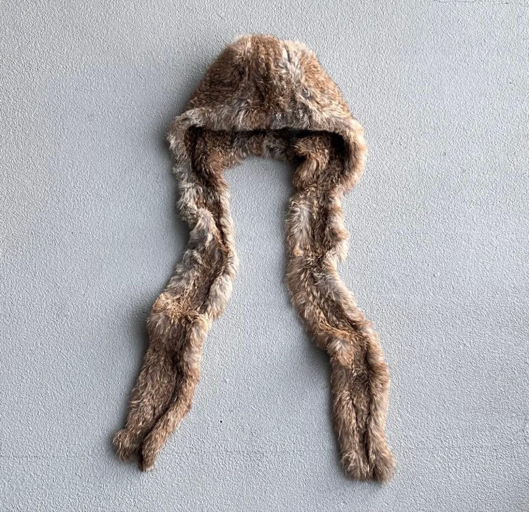 帽子 vintage rabbit fur muffler cap