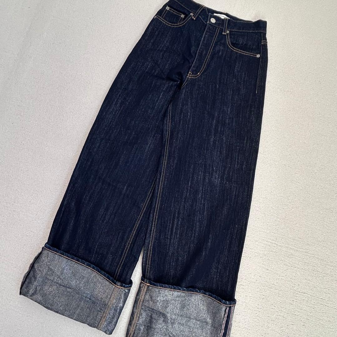 【超美品】moussy グリッターデニムワイドストレッチパンツSサイズ相当