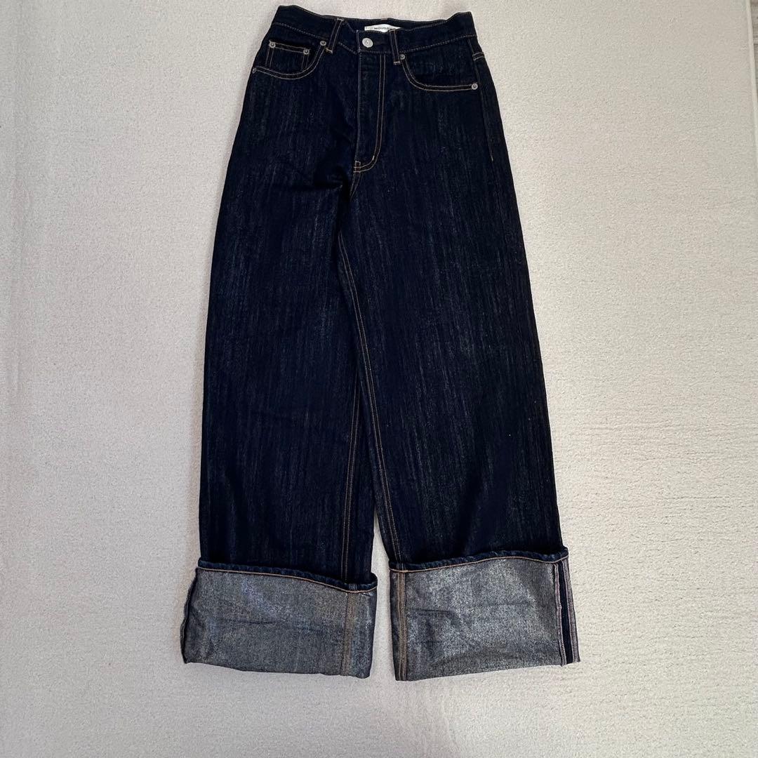 【超美品】moussy グリッターデニムワイドストレッチパンツSサイズ相当