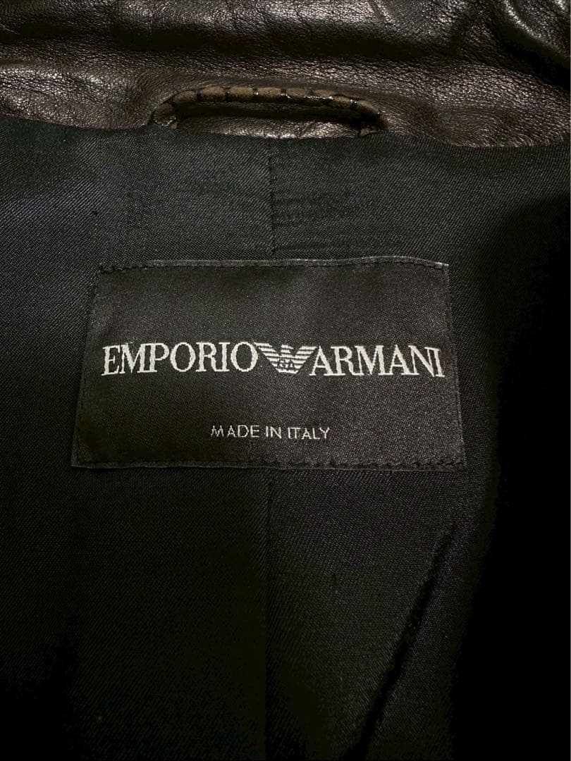 エンポリオアルマーニ シングルライダース レザージャケット 牛革 サイズ50