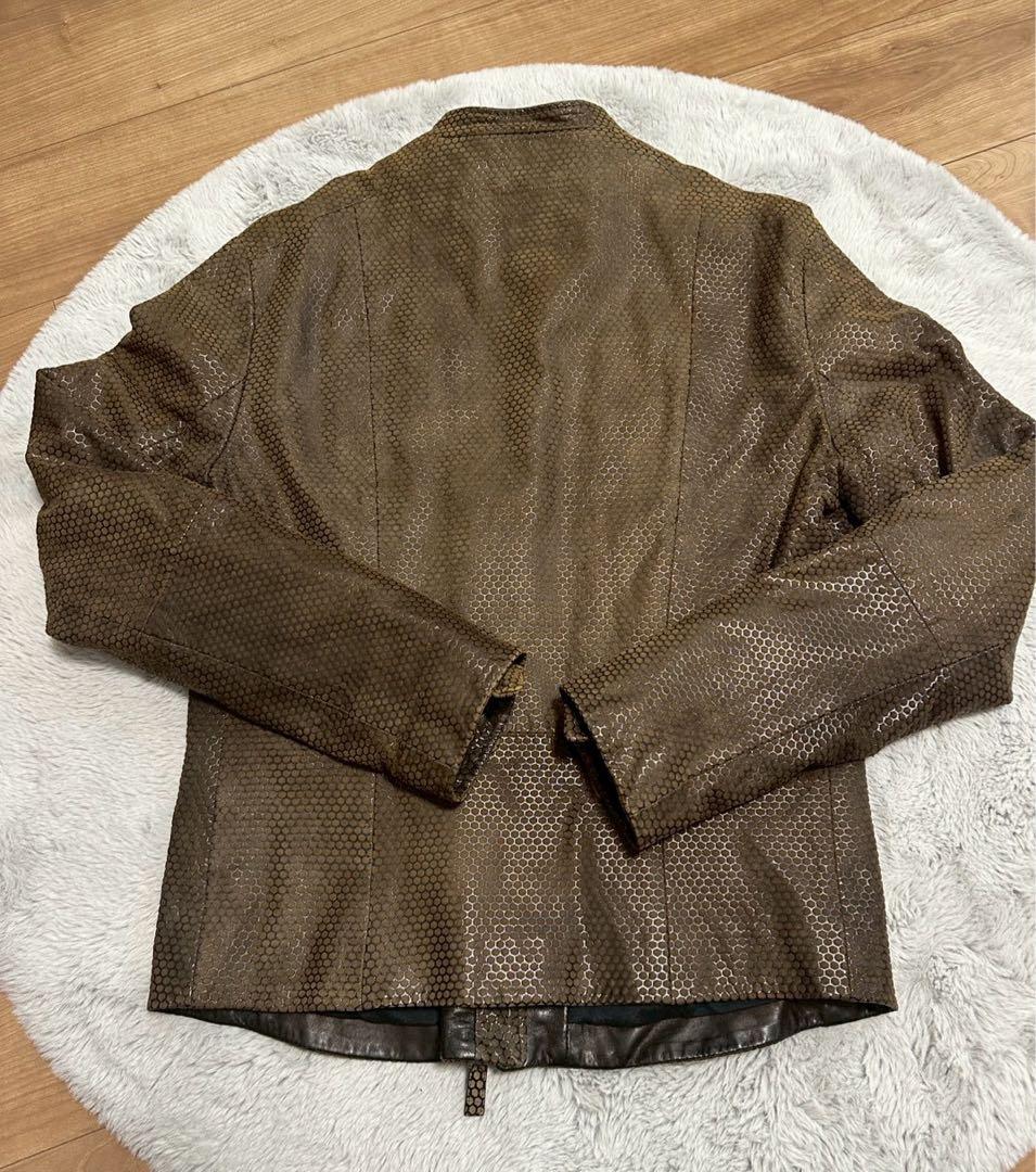 エンポリオアルマーニ シングルライダース レザージャケット 牛革 サイズ50