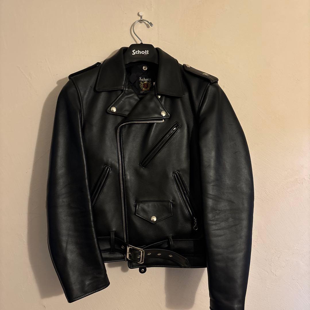 Schott ダブルライダースジャケット 36 ブラック
