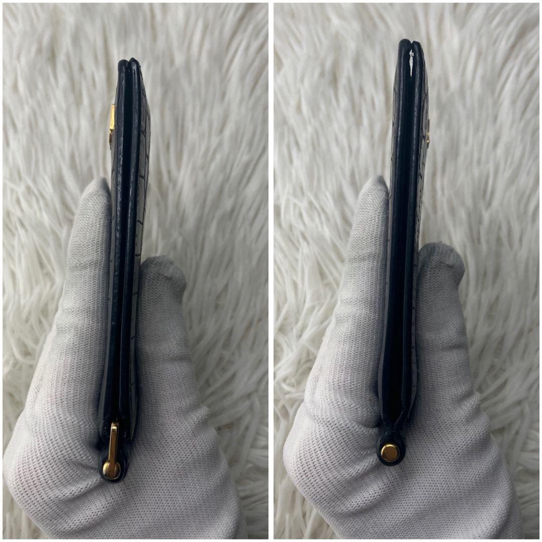 極美品✨SAINT LAURENT マネークリップ　クロコ型押し　YSL 黒
