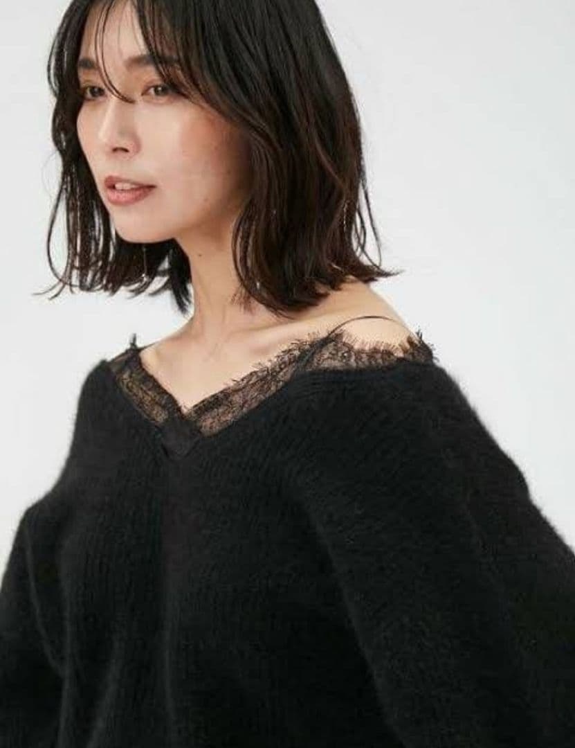 【完売レア】レーストリムラクーンニット FRAY I.D