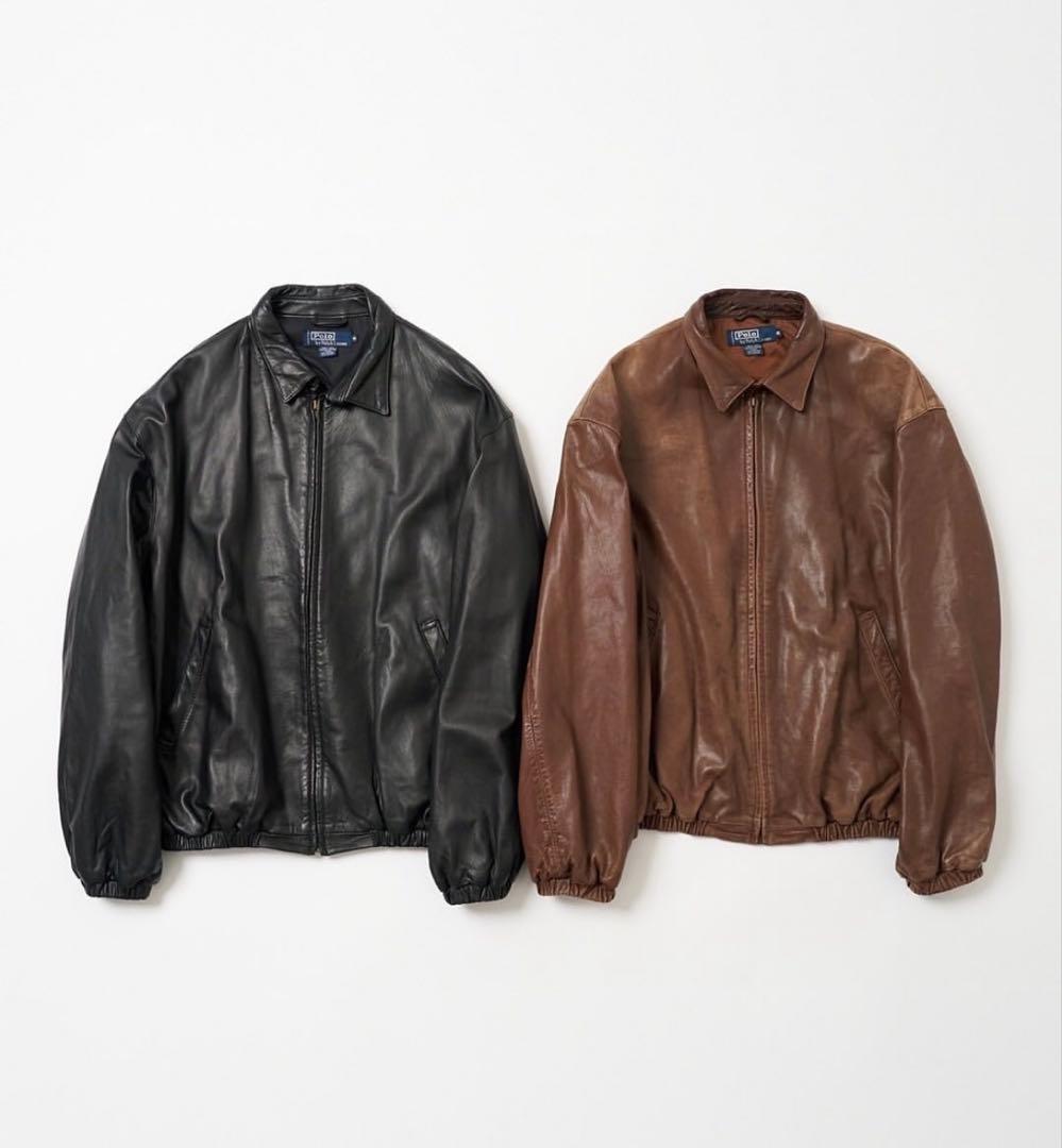 専用　90s polo ラルフローレン　スイングトップ　レザージャケット