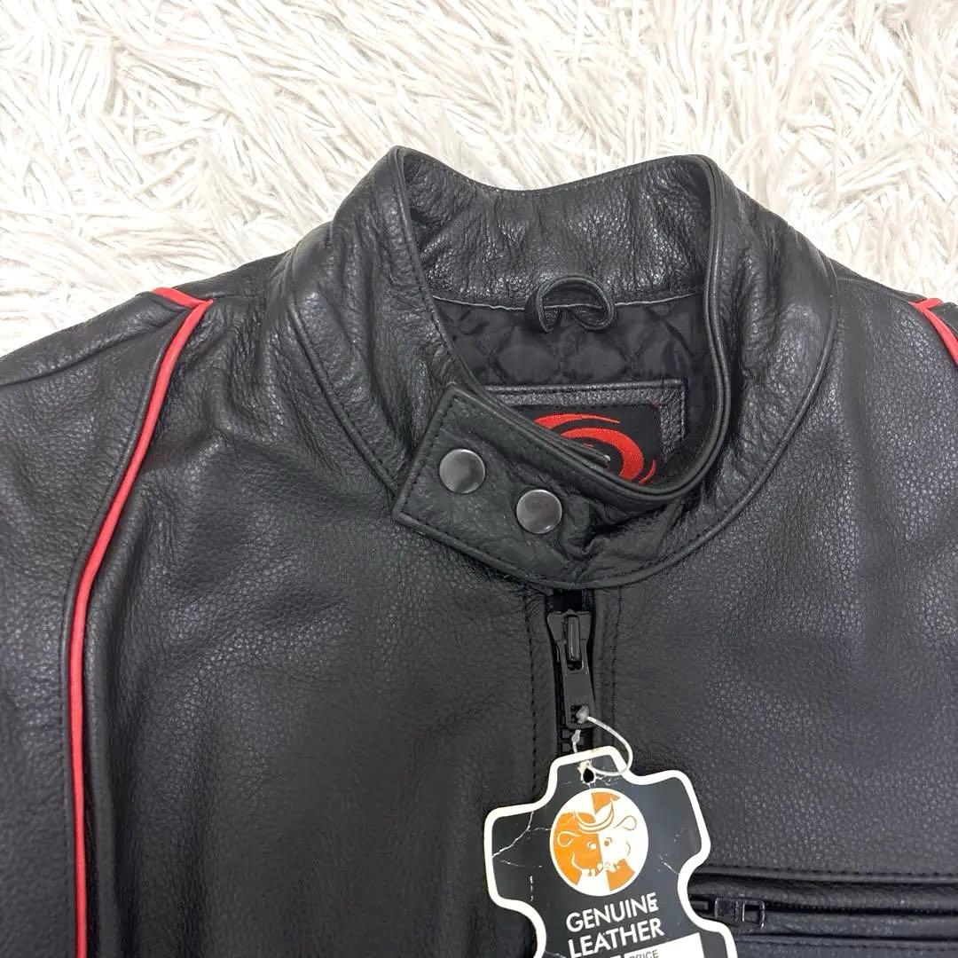 新品タグ付き Axel 牛革 キルティング シングルライダース ブルゾン L