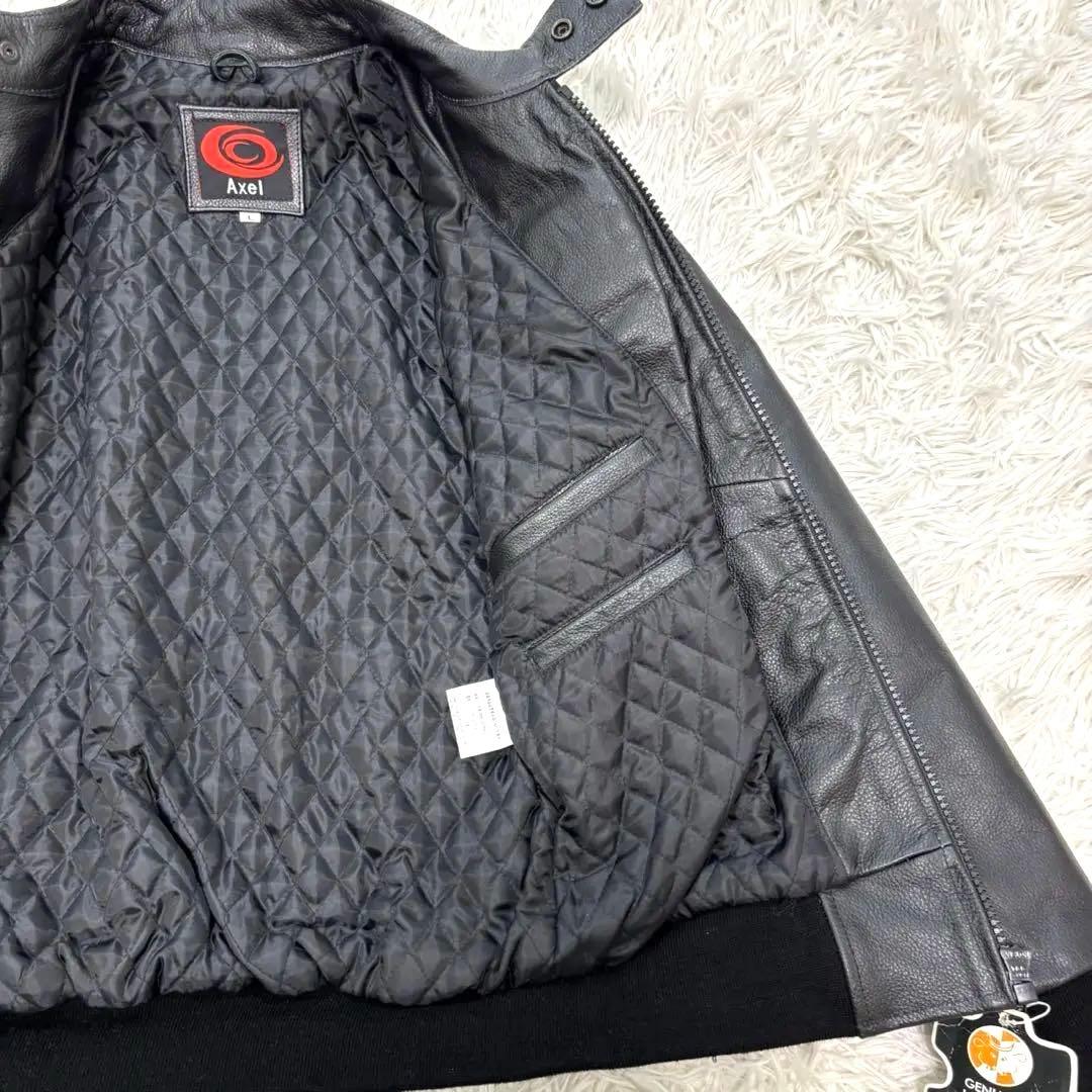 新品タグ付き Axel 牛革 キルティング シングルライダース ブルゾン L