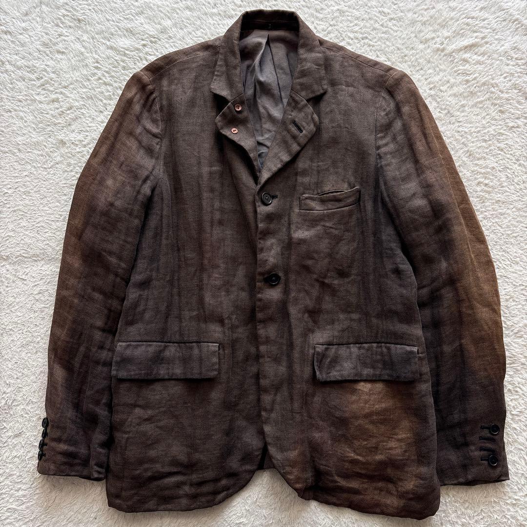 YAECA リネンシルクジャケット　ブラウン　フェード　M