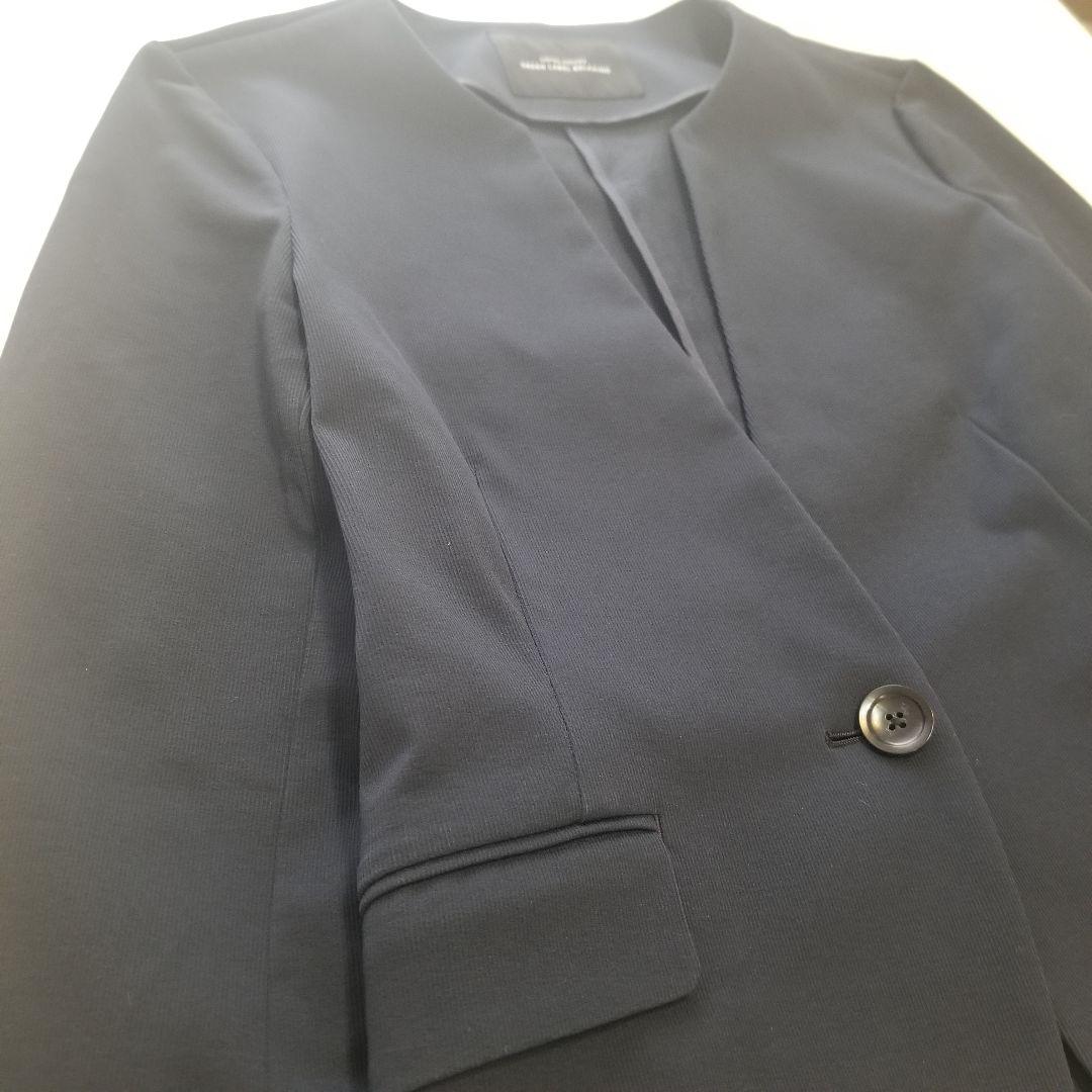 【グリーンレーベル】洗える 形状記憶 セットアップ ノーカラー スーツ