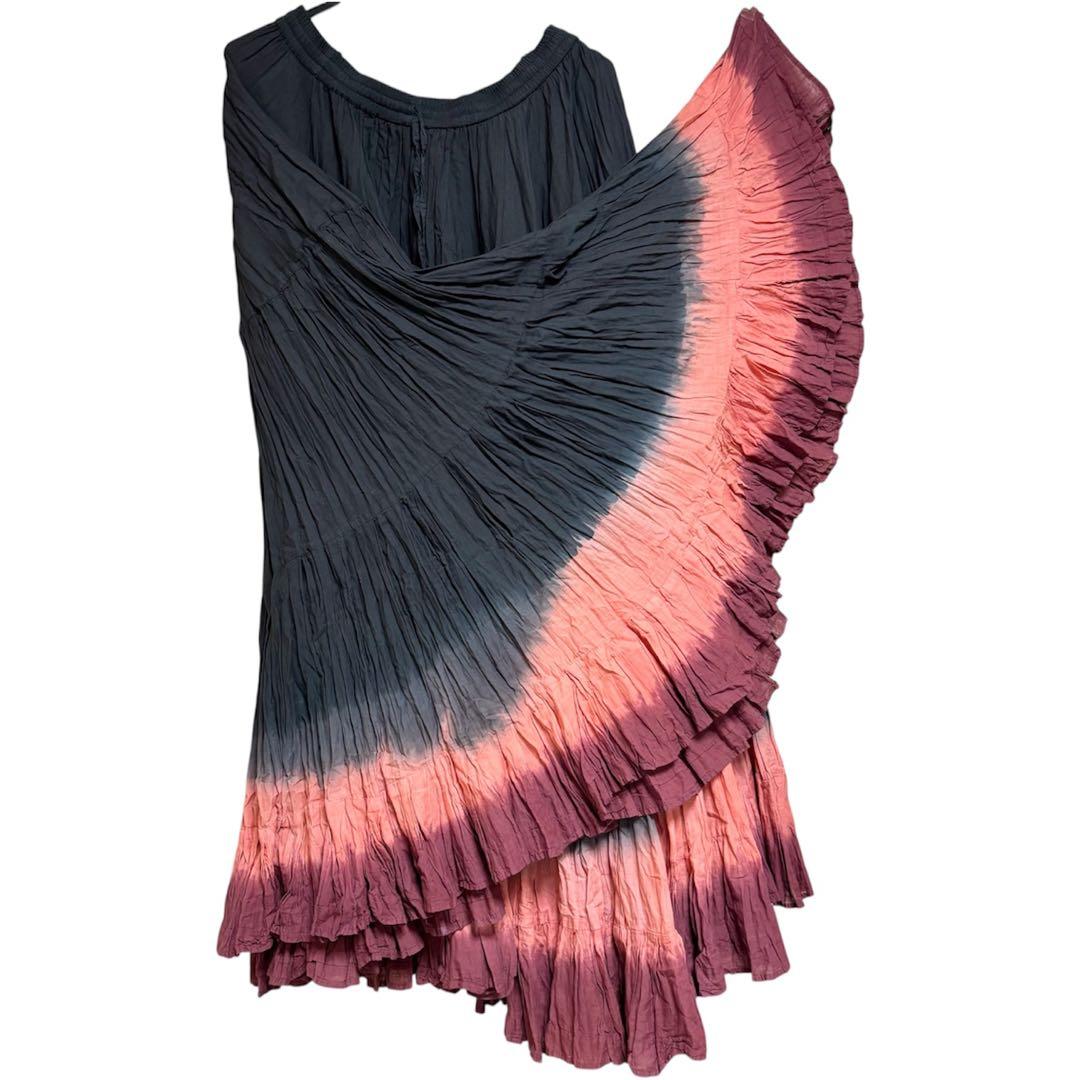 ★値下げ ベリーダンス ジプシー 25ヤードスカート 黒×赤 グラデーション