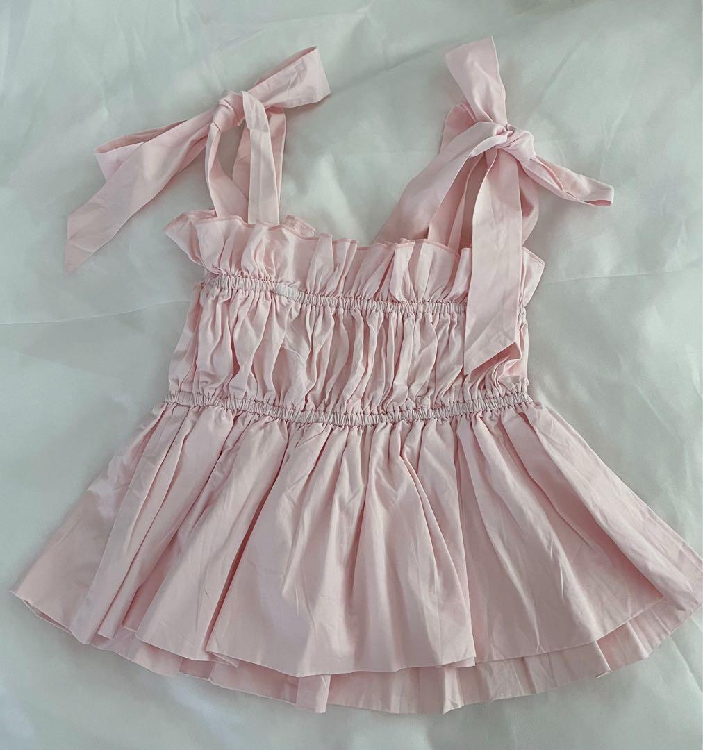 Searoomlynn CottonバルーンRibbonビスチェ シェルピンク