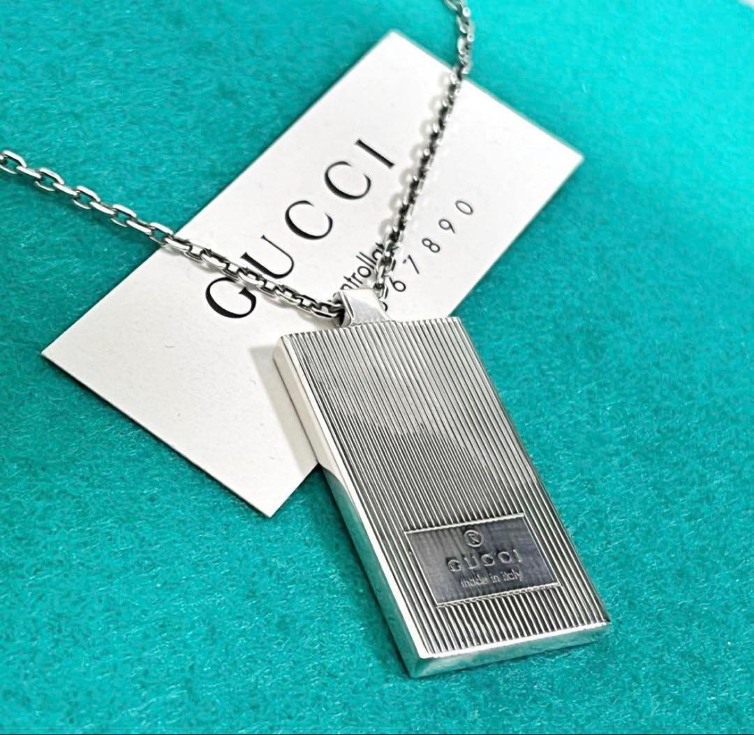 美品　オールドGUCCI ロゴプレートネックレス