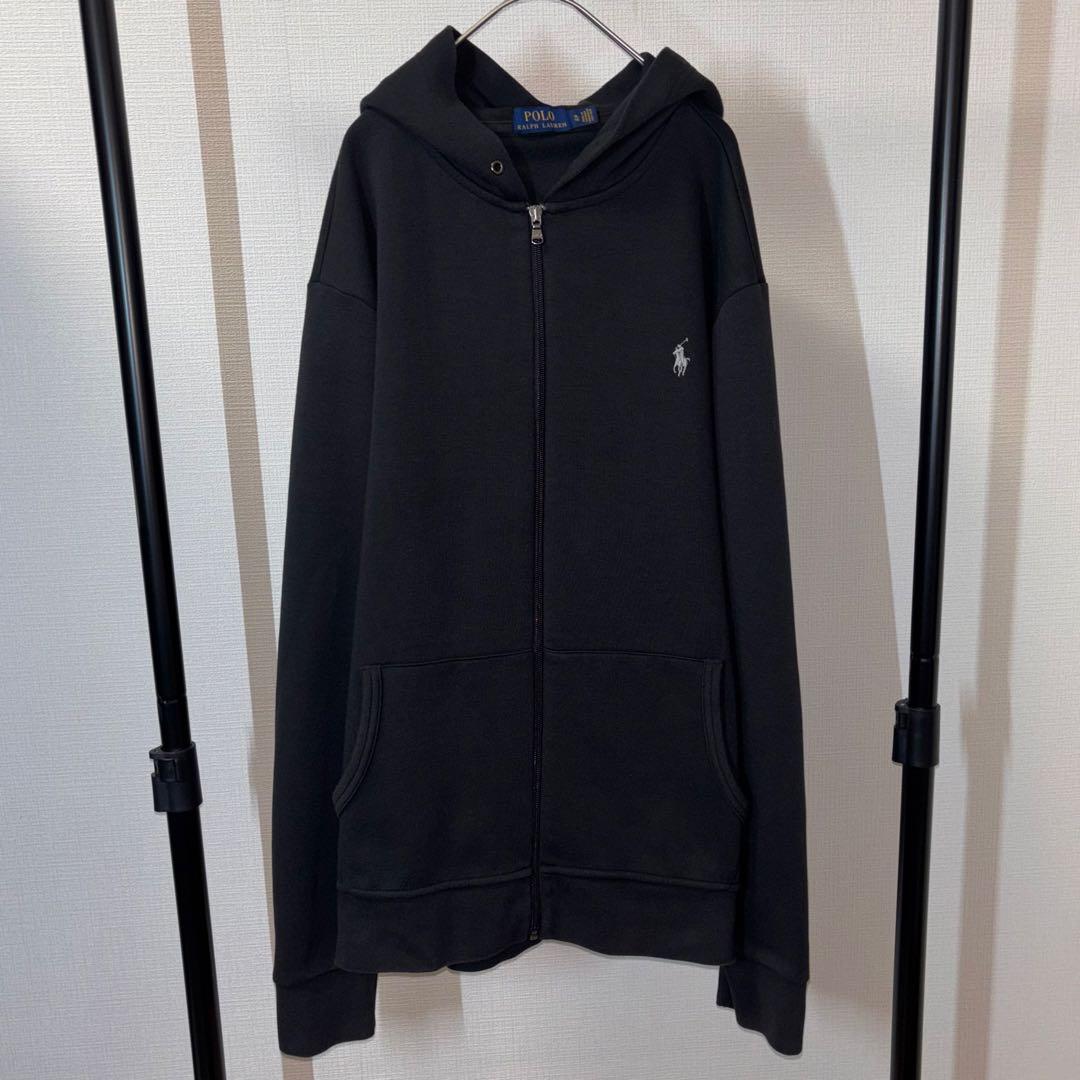 Ralph Lauren フルジップパーカー 黒 現行タグ 刺繍 ラルフローレン