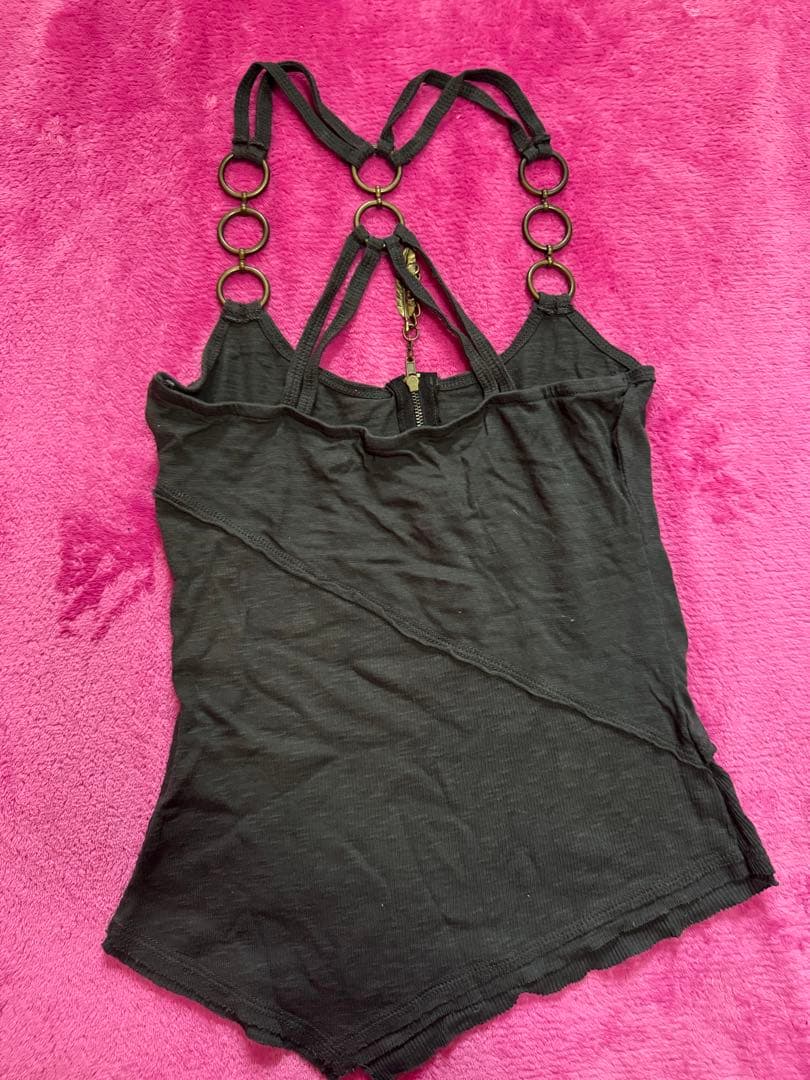 リング付きストラップ キャミソール ダークグレー