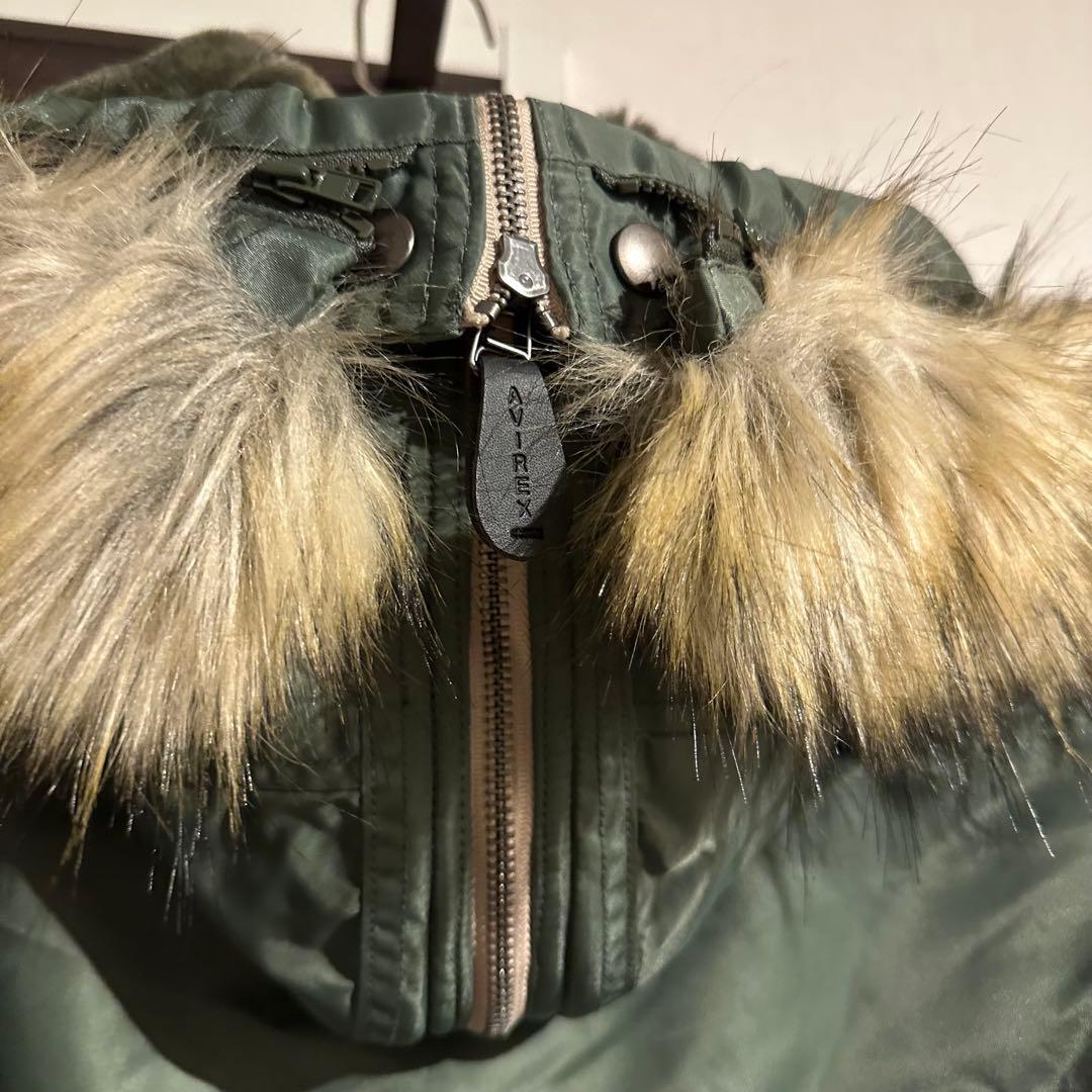 AVIREX ファー付きミリタリージャケット オリーブグリーン