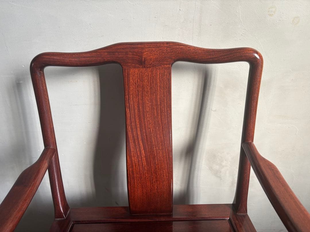 アンティーク 唐木 花梨 無垢材 肘付イス 古家具 アームチェア 木製 ②