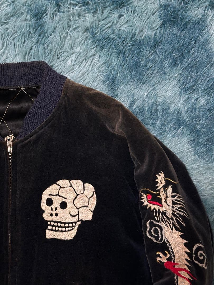 テーラー東洋 M品番 別珍 リバーシブル スカジャン　ベロア　蛇髑髏　ドクロ