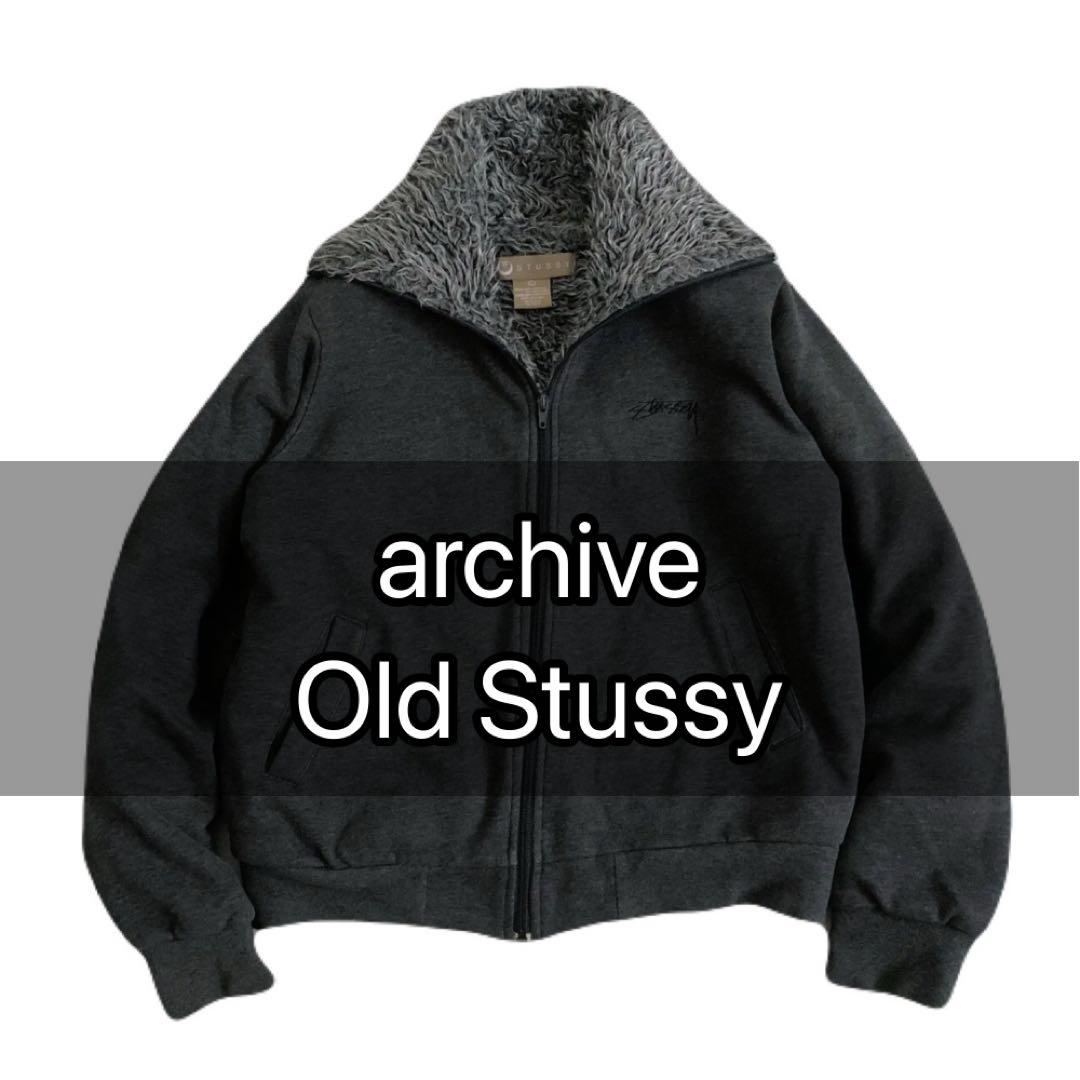 90s archive oldstussyファー スウェットブルゾン 短丈 古着