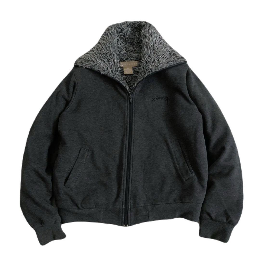 90s archive oldstussyファー スウェットブルゾン 短丈 古着
