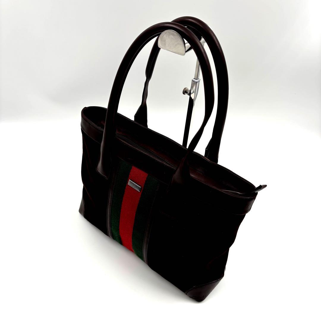 ✨希少✨　GUCCI トートバッグ　シェリーライン　ロゴ金具　スエード　男女兼用