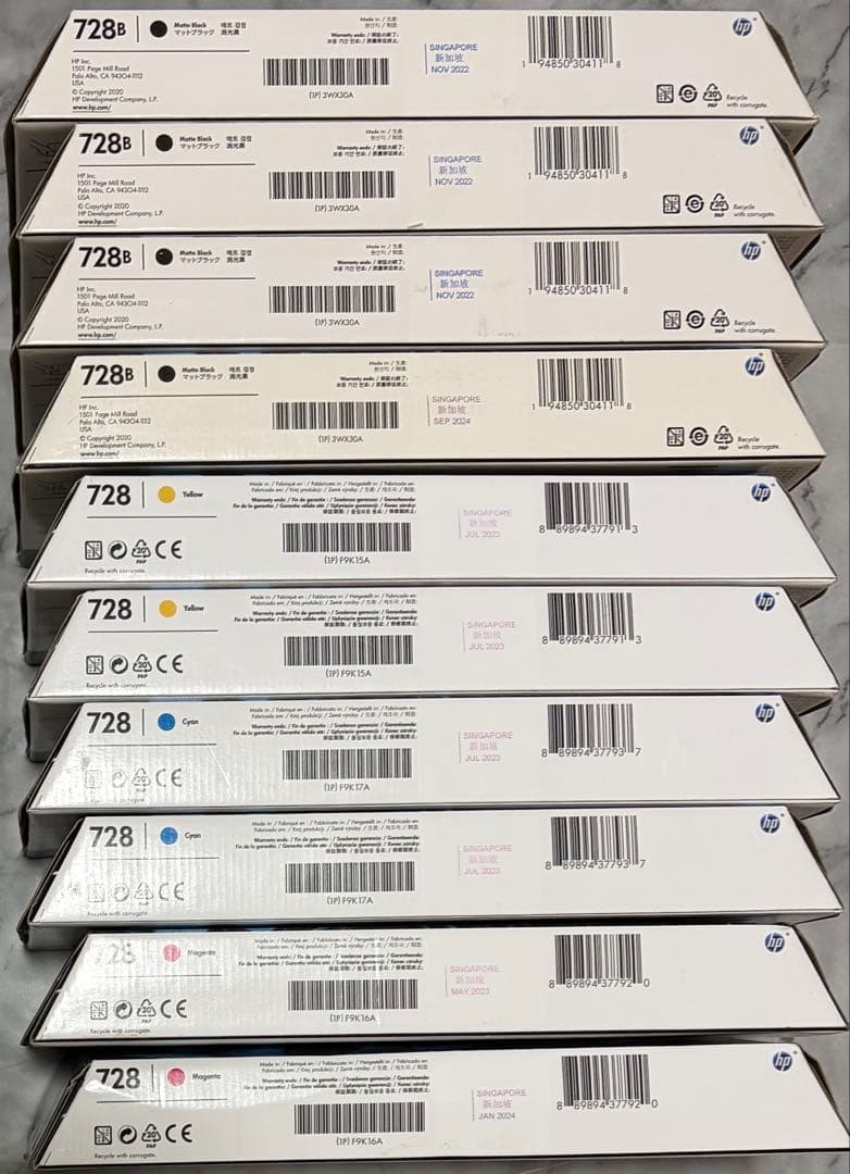 HP728純正インク300ml大容量10個　期限切2022NOV〜2024SEP