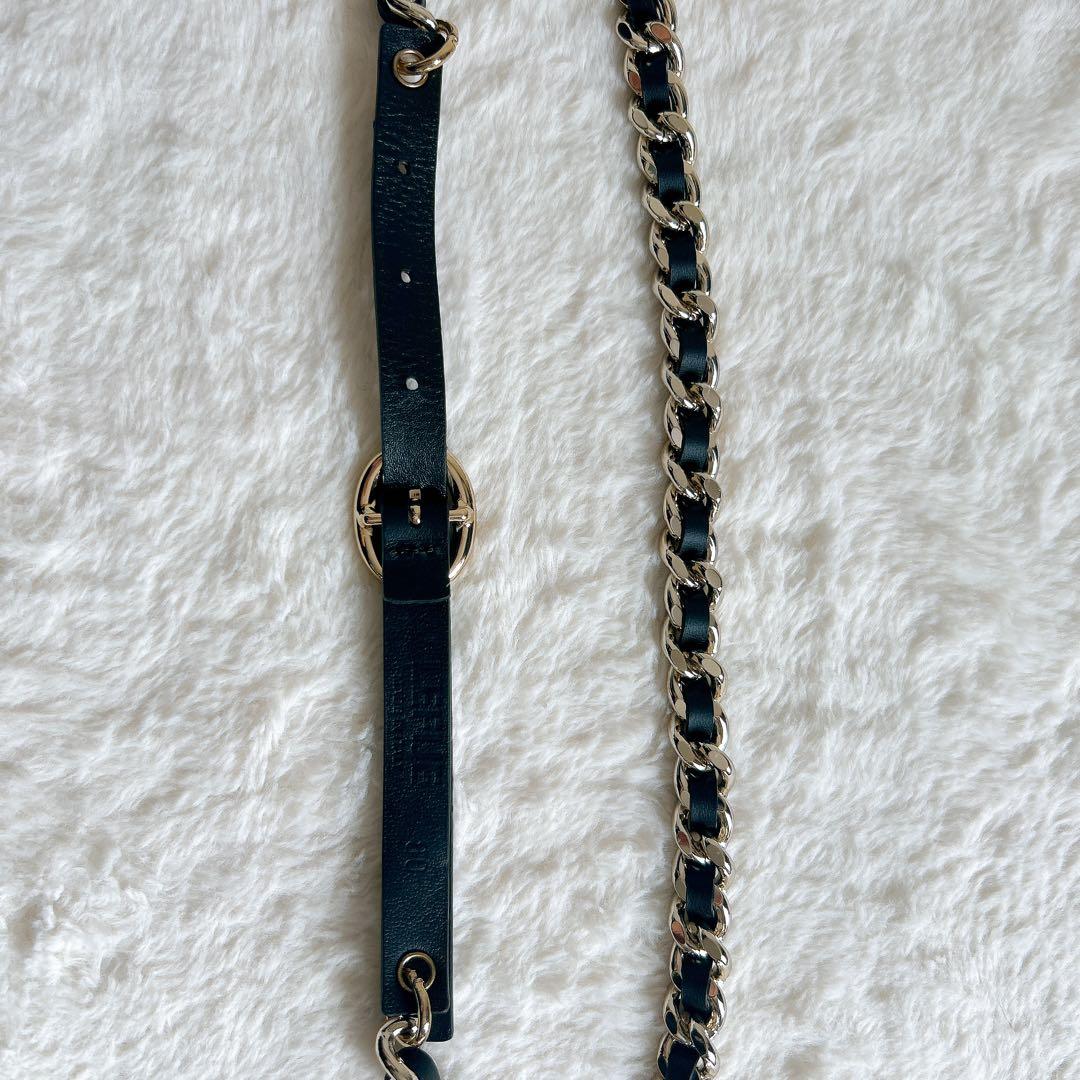 LEFIJE レザー ベルト ゴールドチェーン 80 ブラック