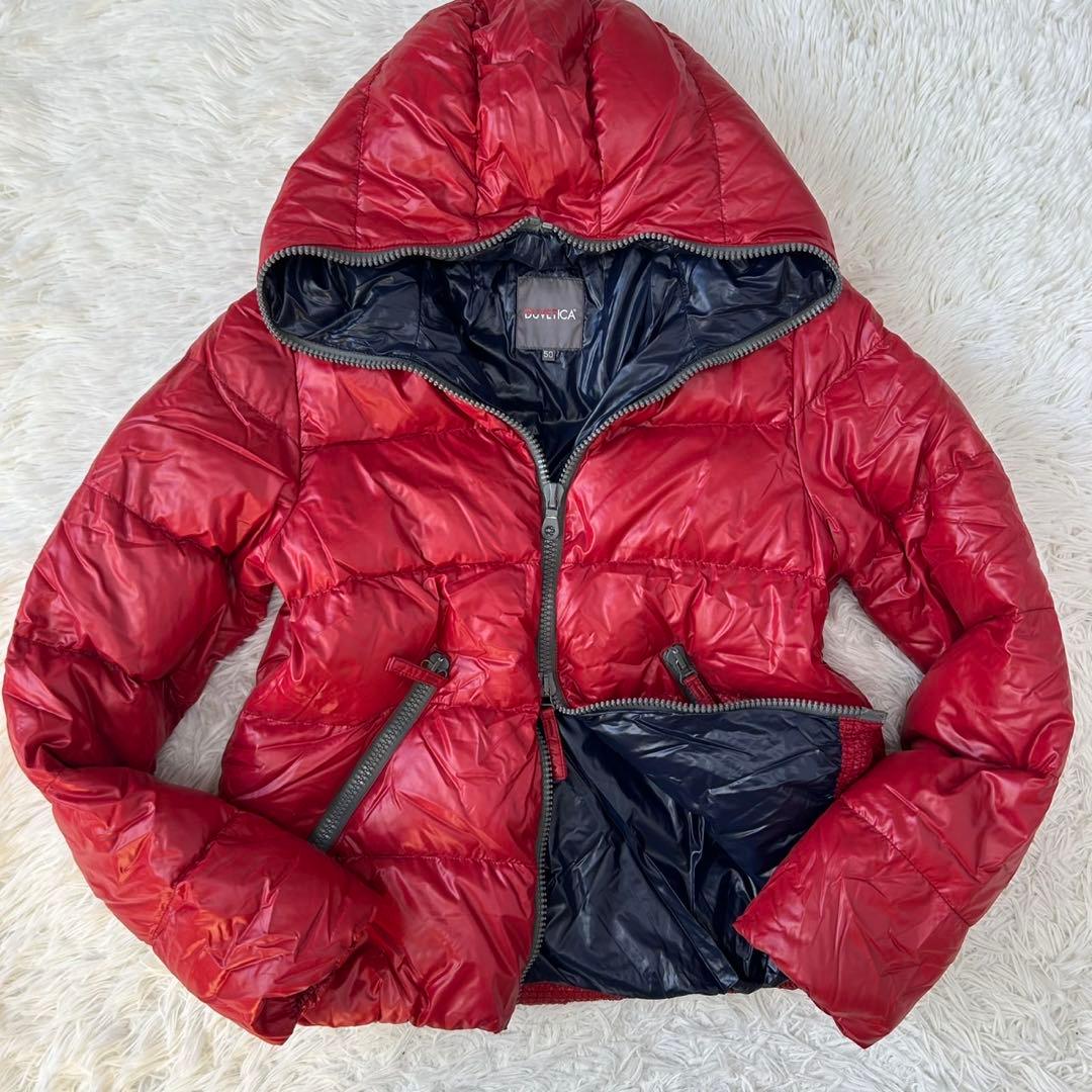 【極美品/L】デュベティカ ダウンジャケット ジップジャケット 赤 肉厚 フード