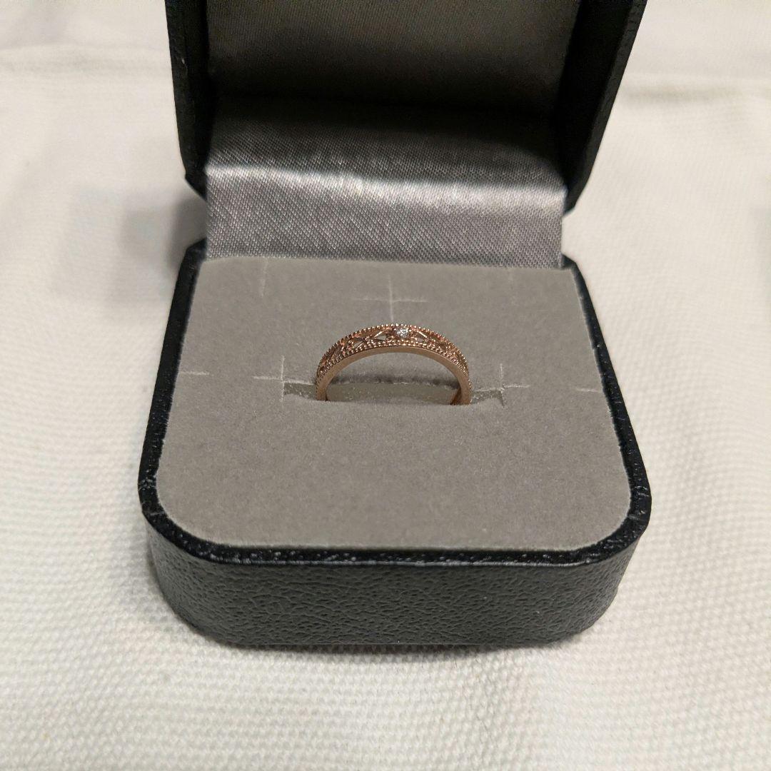 K10ピンクゴールド ダイヤモンド ピンキーリング　5号　ツツミ