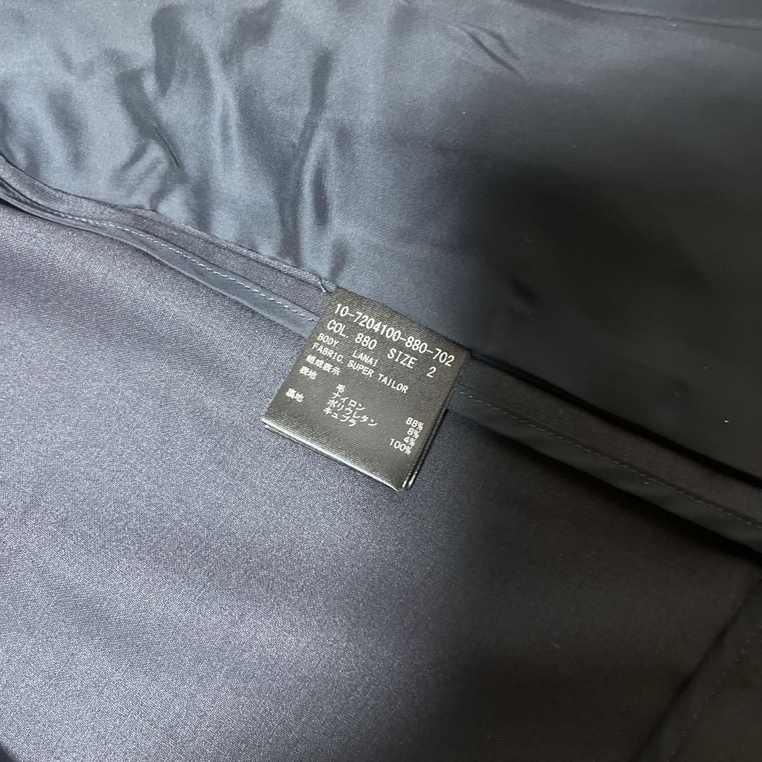 現行タグ Theory ノーカラー スーツセットアップ 2ピース ネイビー ２