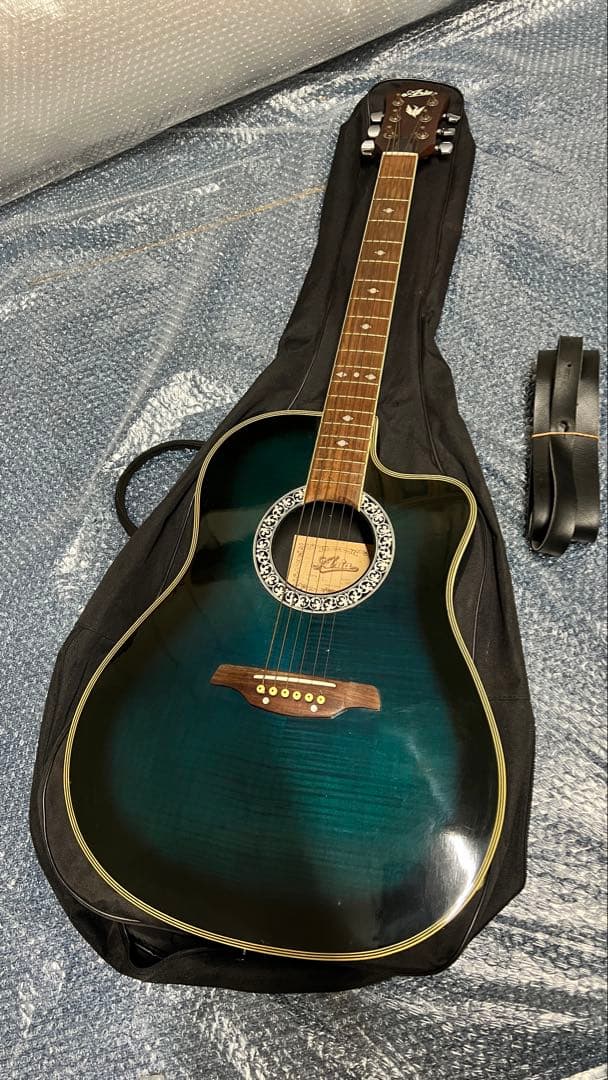 送料込! 美品 エレアコ ARIA AMB-35 グリーン　サンバースト