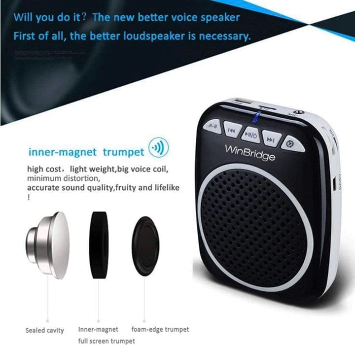 拡声器 かくせいき ハンズフリー 小型ポータブル拡声器 有線ヘッドマイク付き